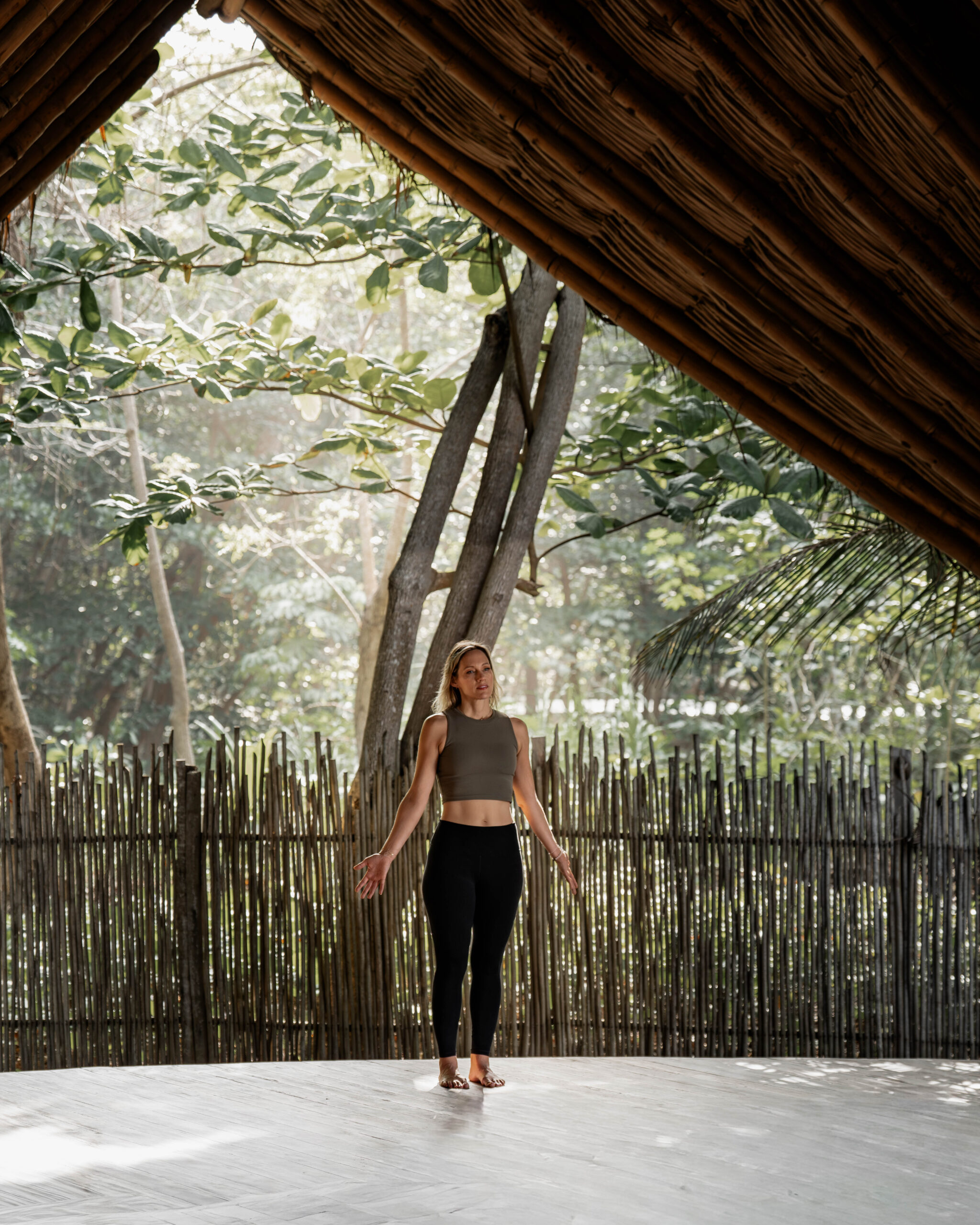 Ashley in yoga hut